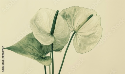 white anthuriums x-ray photography photo