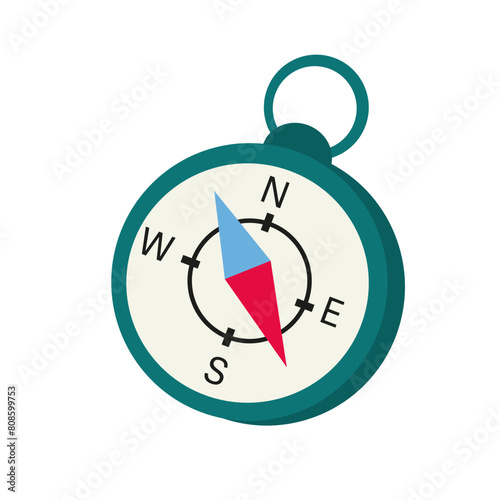 Compass. Children toy for playing outside. Orienteering on territory. Direction. Isolated vector illustration. 