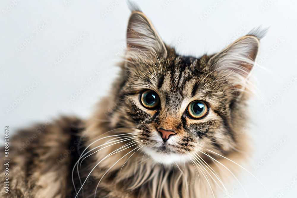 Obraz premium a cat with a very long hair sitting on a table
