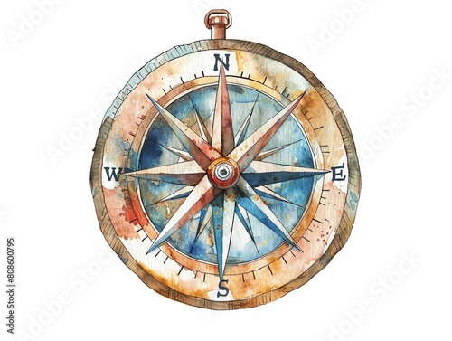 A watercolor painting of a compass