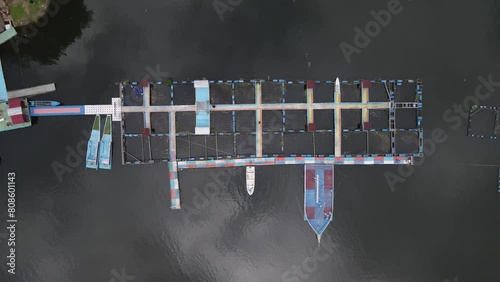 Traditional wooden boats port from Aerial View photo