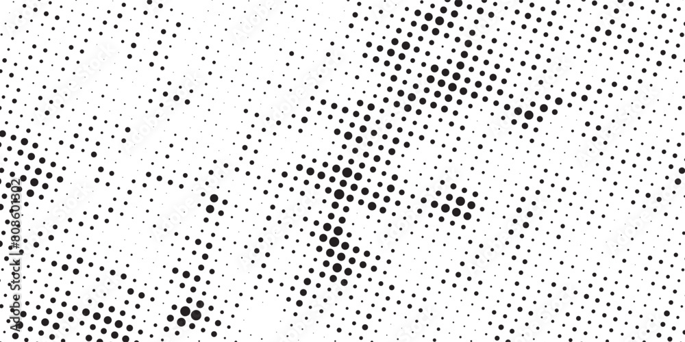 black and white Halftone dots effect. Halftone effect vector pattern. Circle dots isolated on the white background