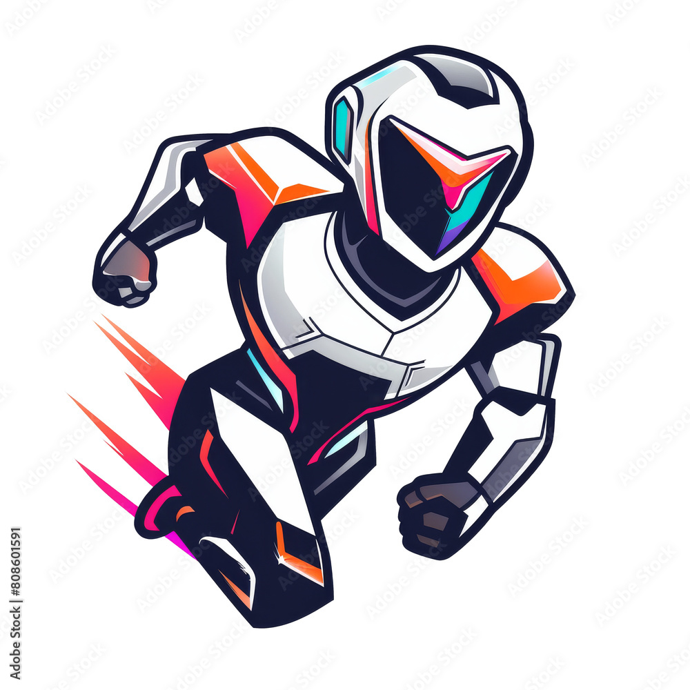 A sleek futuristic robot speeding into action A sleek futuristic robot speeding into action