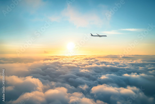 a plane flying over a cloud filled sky