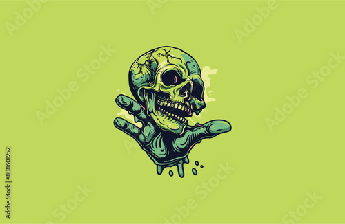 Hand and skull vector illustration flat design logo