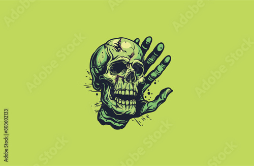 Hand and skull vector illustration flat design logo