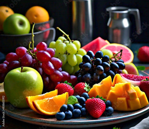 Wallpaper Mural Fresh fruits and berries and grapes in a plate  Torontodigital.ca