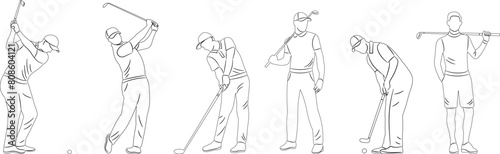 men playing golf sketch on white background vector