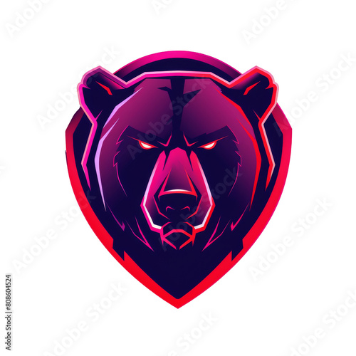 Fierce bear mascot in neon colors
