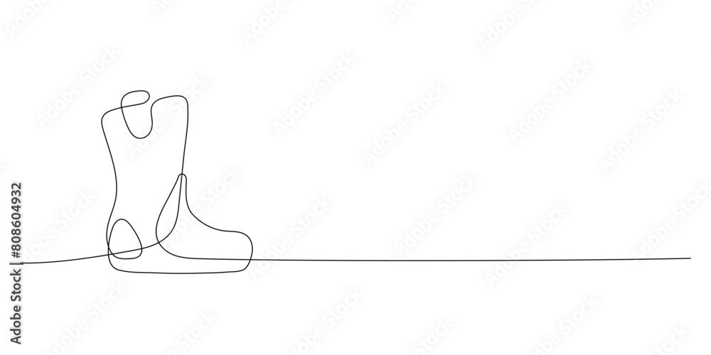 One line of boots on a white background. Footwear, a clothing accessory for a person. Vector graphics One line of boots on a white background. Footwear, a clothing accessory for a person. Vector graphics