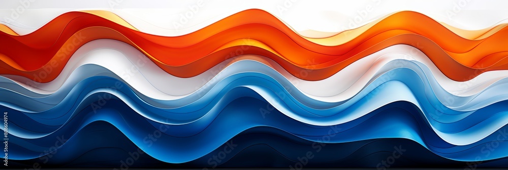 Vibrant red white blue waves in modern abstract 3d art style with bright colors background, banner Vibrant red white blue waves in modern abstract 3d art style with bright colors background, banner