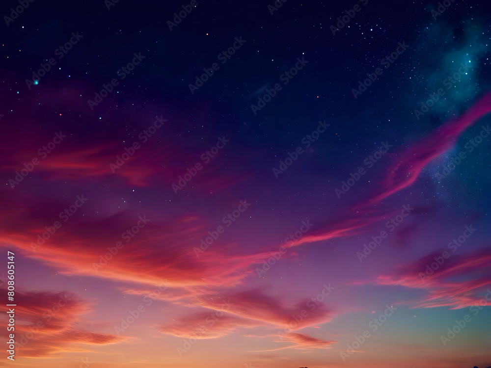 Fototapeta premium Night landscape with Crescent Moon