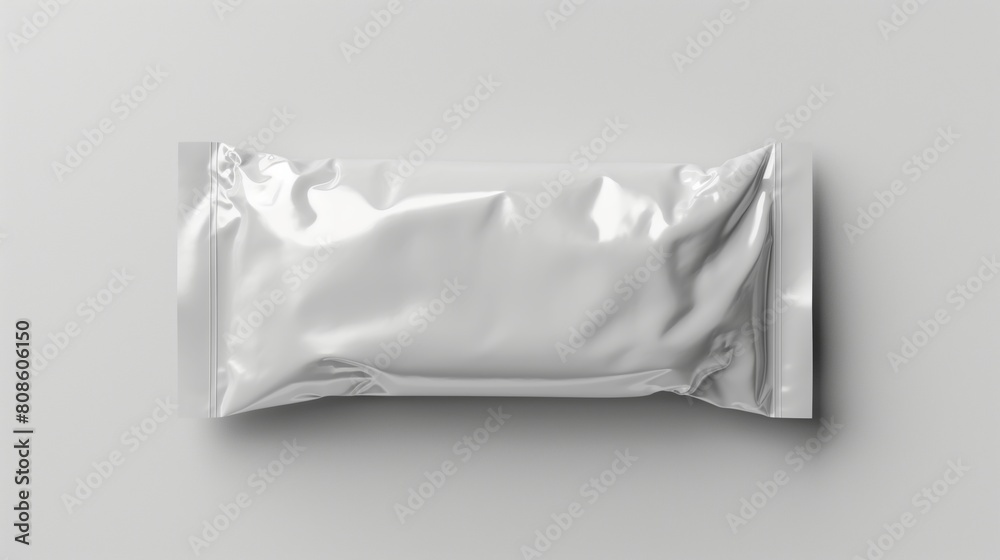 Sealed blank white snack bar wrapper on a plain background.