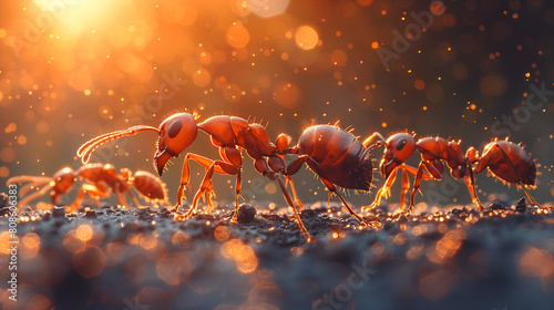 Like an ant, he builds strong networks leveraging, A red ant is sitting on a piece of water with the word ants on it.  © Baloch