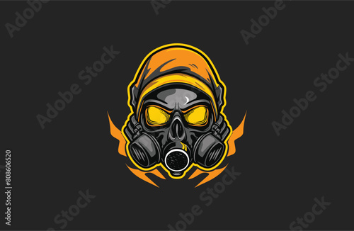 Skull and Headsets vector illustration flat design logo