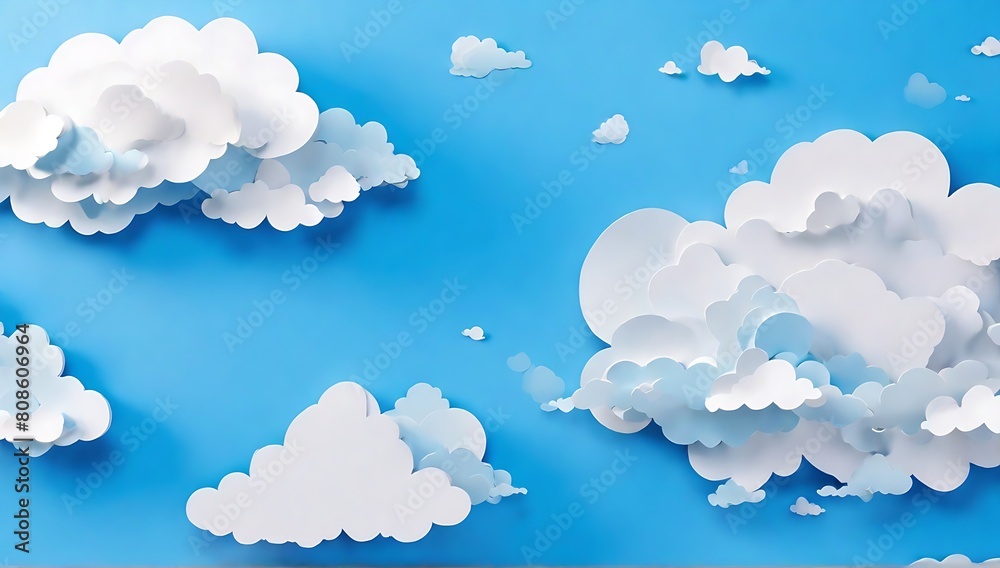 background copy space, white clouds in the blue sky, with paper cut art style, made with AI Generative background copy space, white clouds in the blue sky, with paper cut art style, made with AI Generative