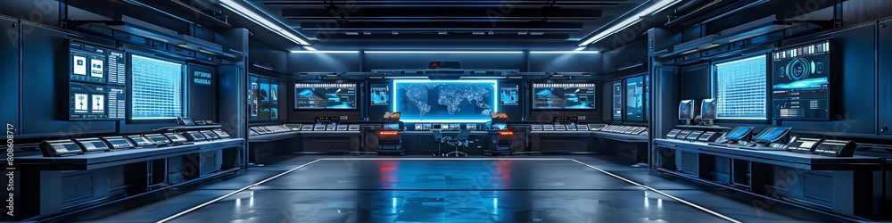A futuristic control room.