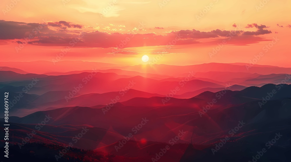 Obraz premium sunset in the mountains, vesicular film, landscape photography