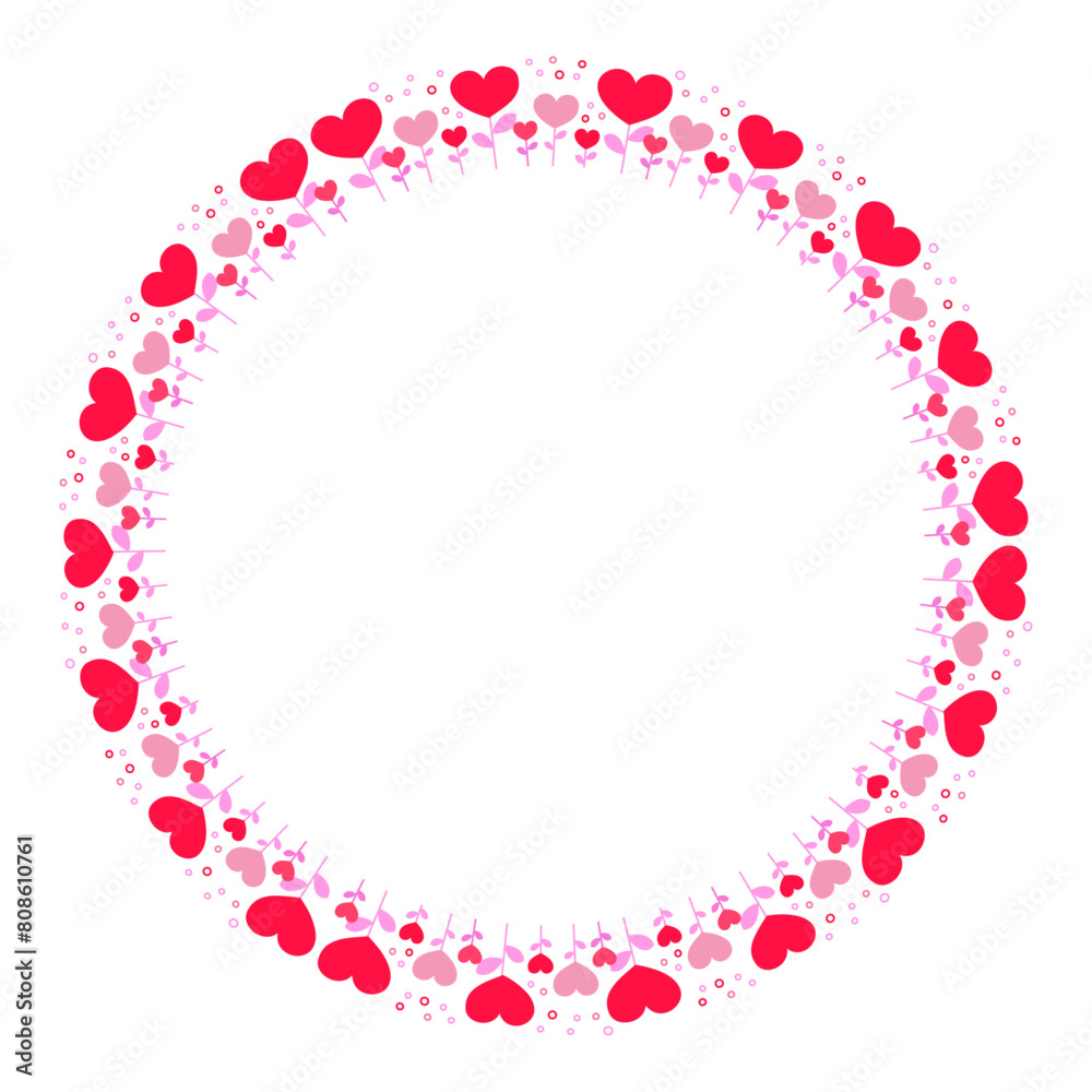 Hand drawn hearts border and frame on white background Hand drawn hearts border and frame on white background