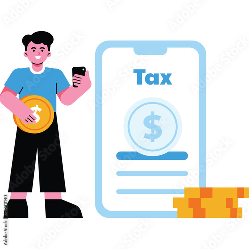 Man doing Tax Payment. Tax Payment Concept
