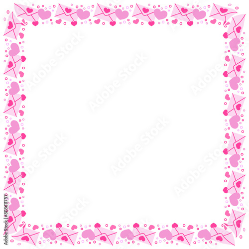 Hand drawn hearts border and frame on white background © Nganhaycuoi