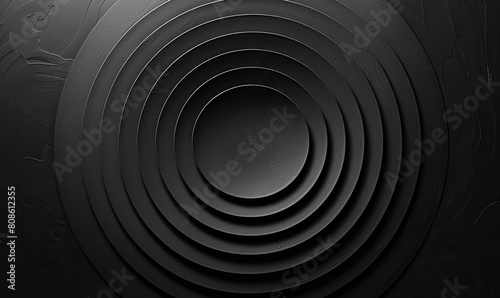 Monochrome image featuring a pattern of concentric circles creating a ripple effect. Generate AI