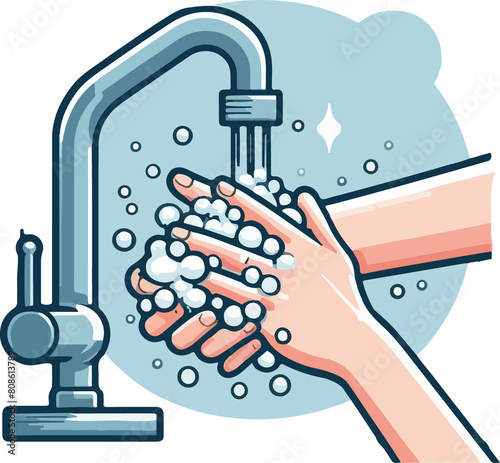 Hand washing illustration created by artificial intelligence.
