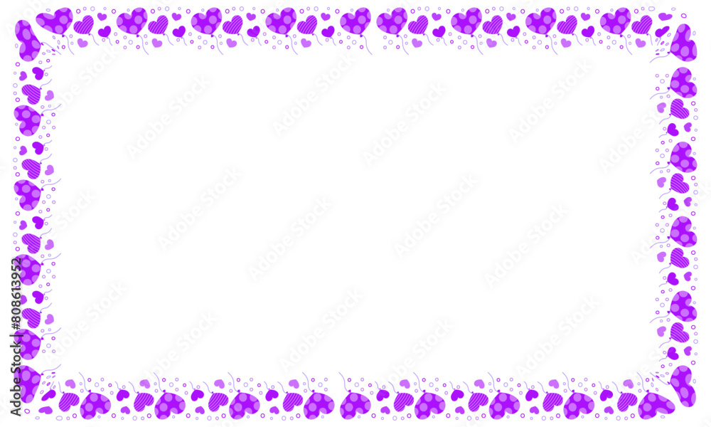 Hand drawn hearts border and frame on white background Hand drawn hearts border and frame on white background