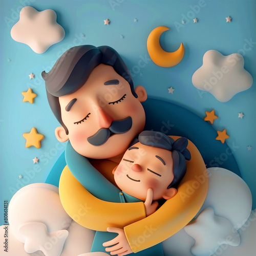 3D rendered illustration of father and son - ai generative