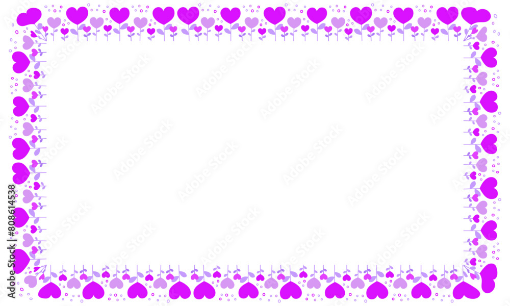 Hand drawn hearts border and frame on white background Hand drawn hearts border and frame on white background