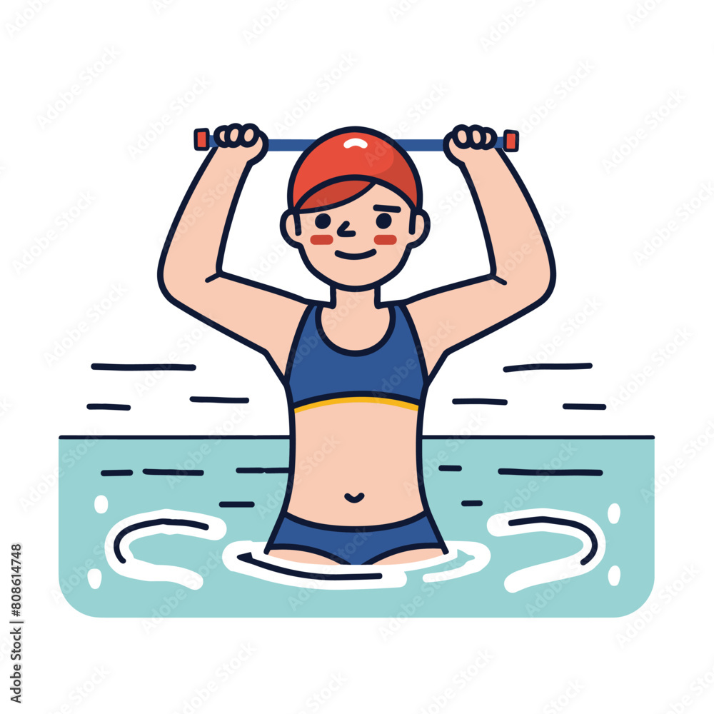 Φωτογραφία Woman exercising water, aqua fitness workout, female doing water aerobics