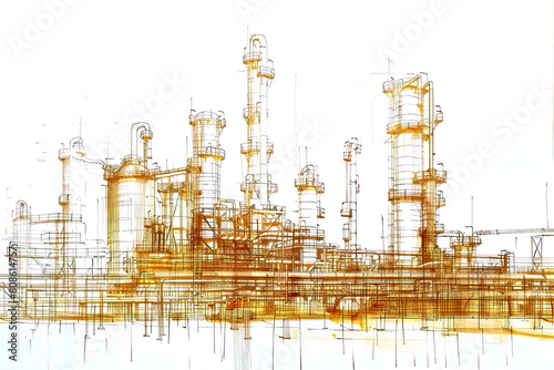 Abstract industrial plant sketch design