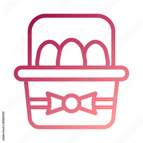 Bucket egg icon gradient red white easter illustration