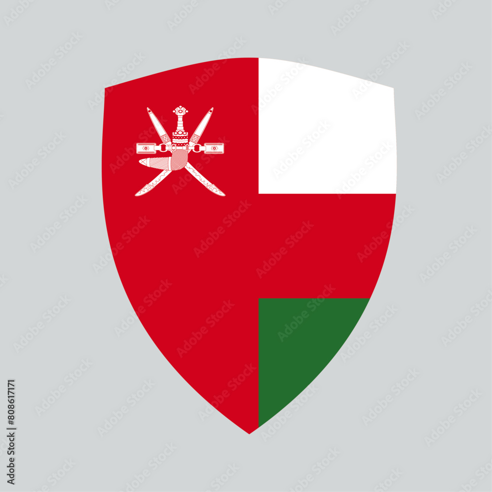 Oman Flag in Shield Shape Frame Oman Flag in Shield Shape Frame