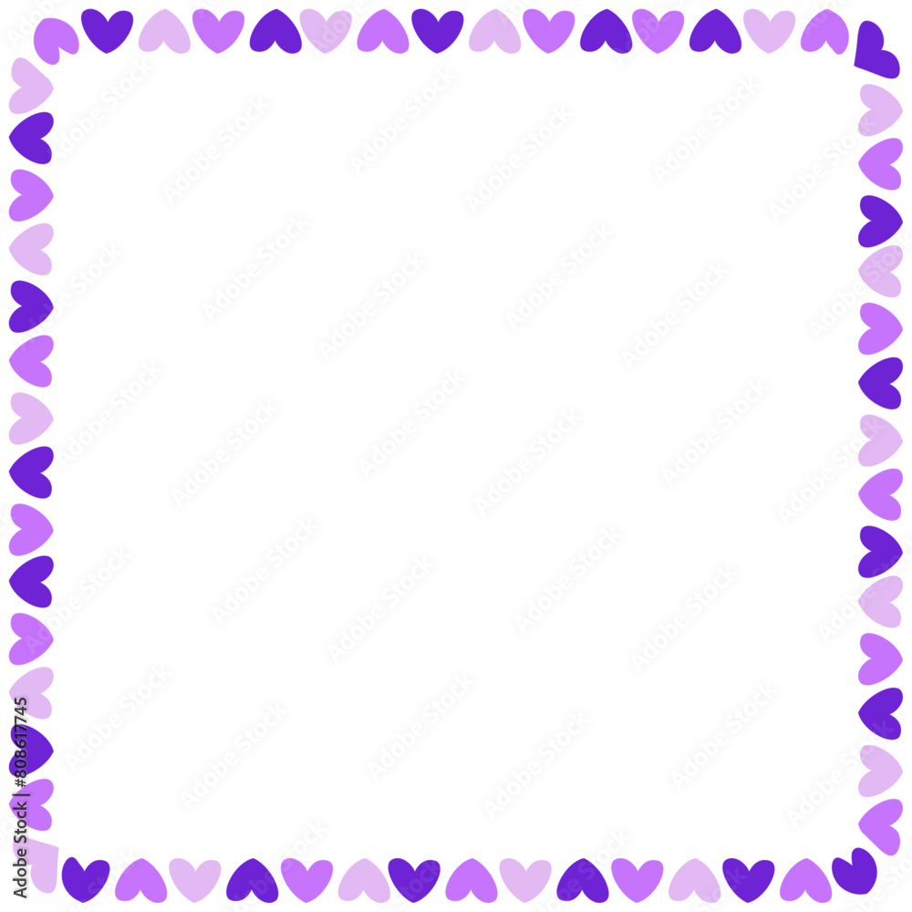 Hand drawn hearts border and frame on white background Hand drawn hearts border and frame on white background