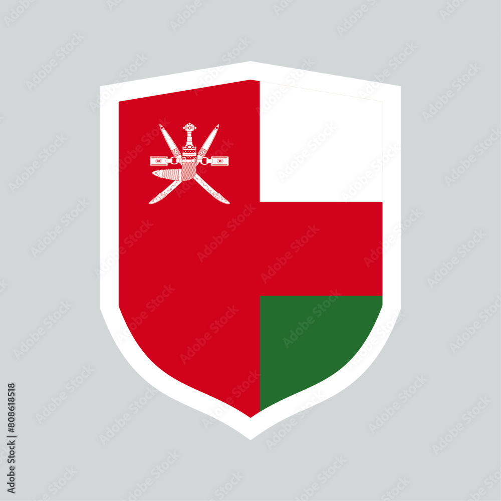 Oman Flag in Shield Shape Frame Oman Flag in Shield Shape Frame
