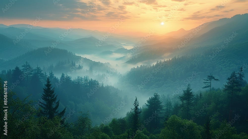 Majestic Dawn: Sunrise Scenery in the Mountains Majestic Dawn: Sunrise Scenery in the Mountains