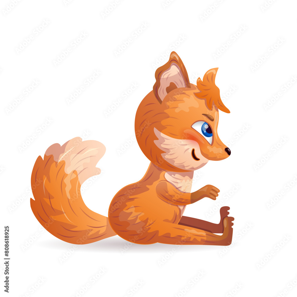 Fototapeta premium Amusing cartoon fox. Anthropomorphic character. Vector illustration.