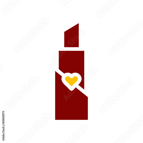 Lipstick love icon solid red yellow colour mother day symbol illustration.