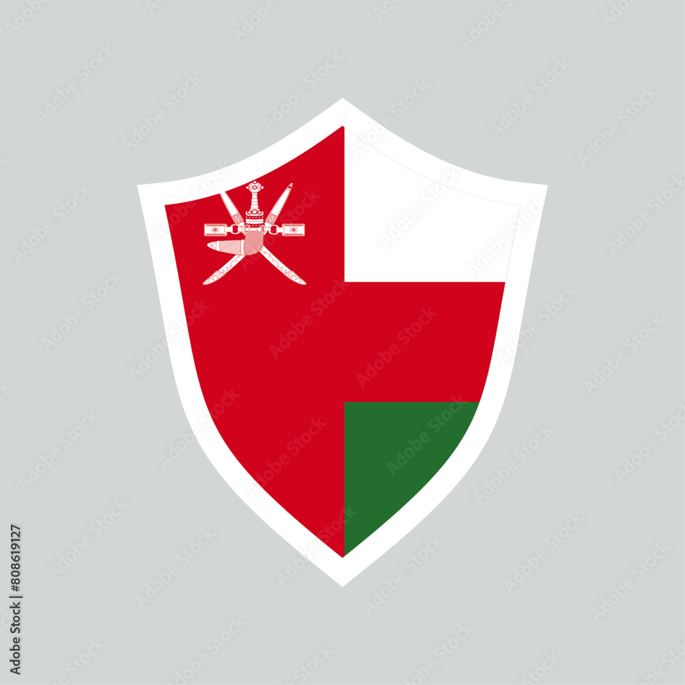 Oman Flag in Shield Shape Frame Oman Flag in Shield Shape Frame