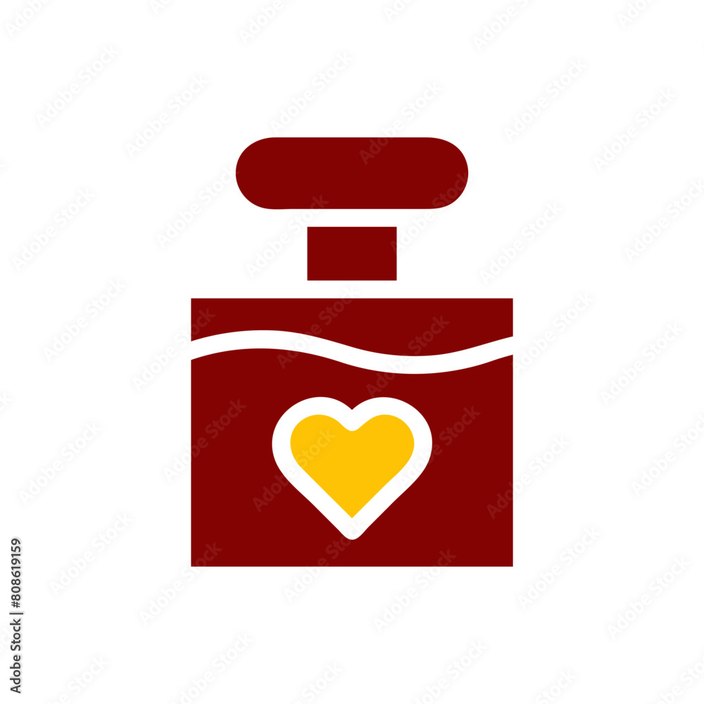 Perfume love icon solid red yellow colour mother day symbol illustration.