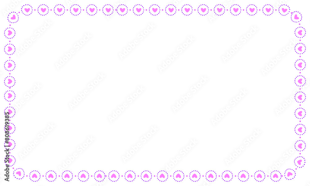 Hand drawn hearts border and frame on white background Hand drawn hearts border and frame on white background