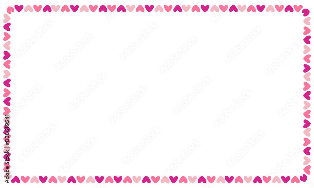 Hand drawn hearts border and frame on white background Hand drawn hearts border and frame on white background