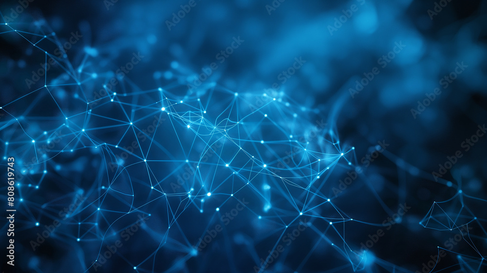 A blue background with a lot of lines and dots A blue background with a lot of lines and dots