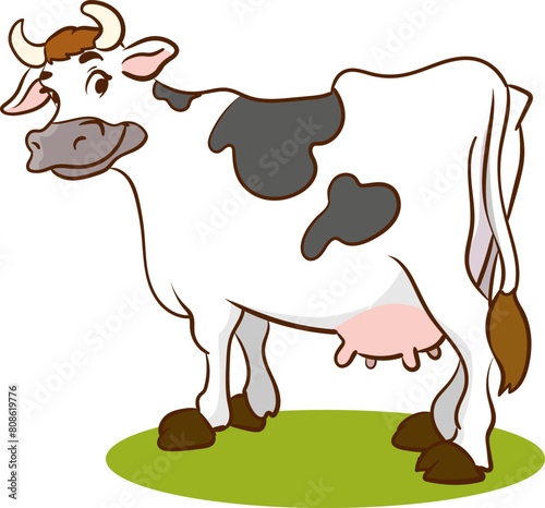 Happy cartoon cow isolated on white background