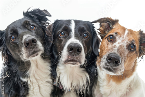 Three dogs, loyalty in their gaze