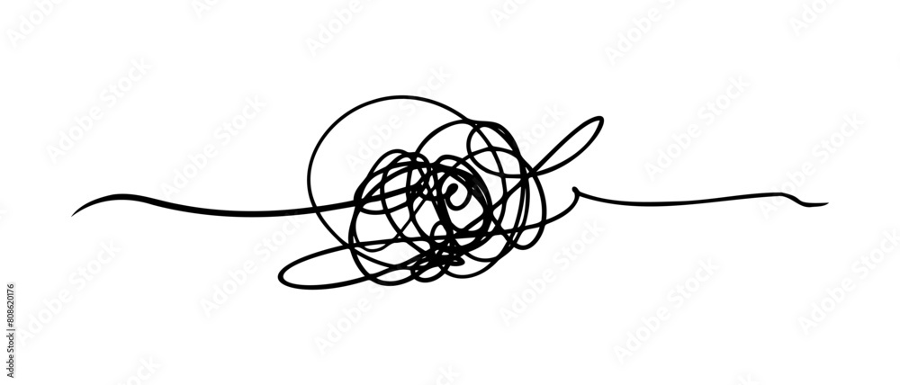 Fotografie Symbol of complicated way with scribbled round element, Vector illustration