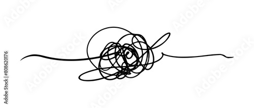 Symbol of complicated way with scribbled round element, Vector illustration.