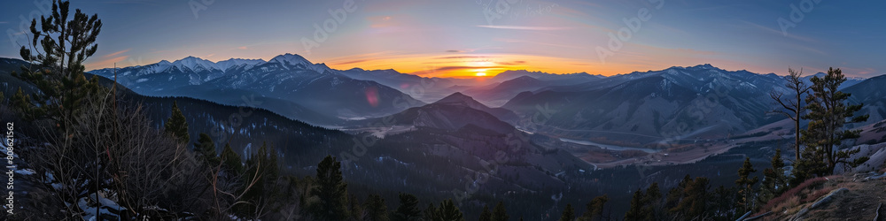 Majestic Sunrise Over Mountain Ridges