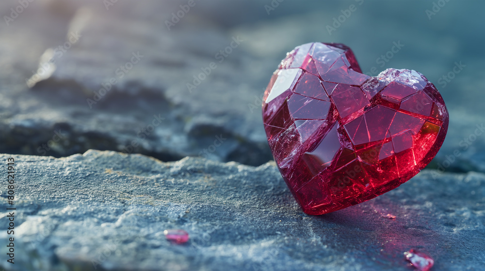 Valentine's day background. Red heart on the stone, illustration Valentine's day background. Red heart on the stone, illustration